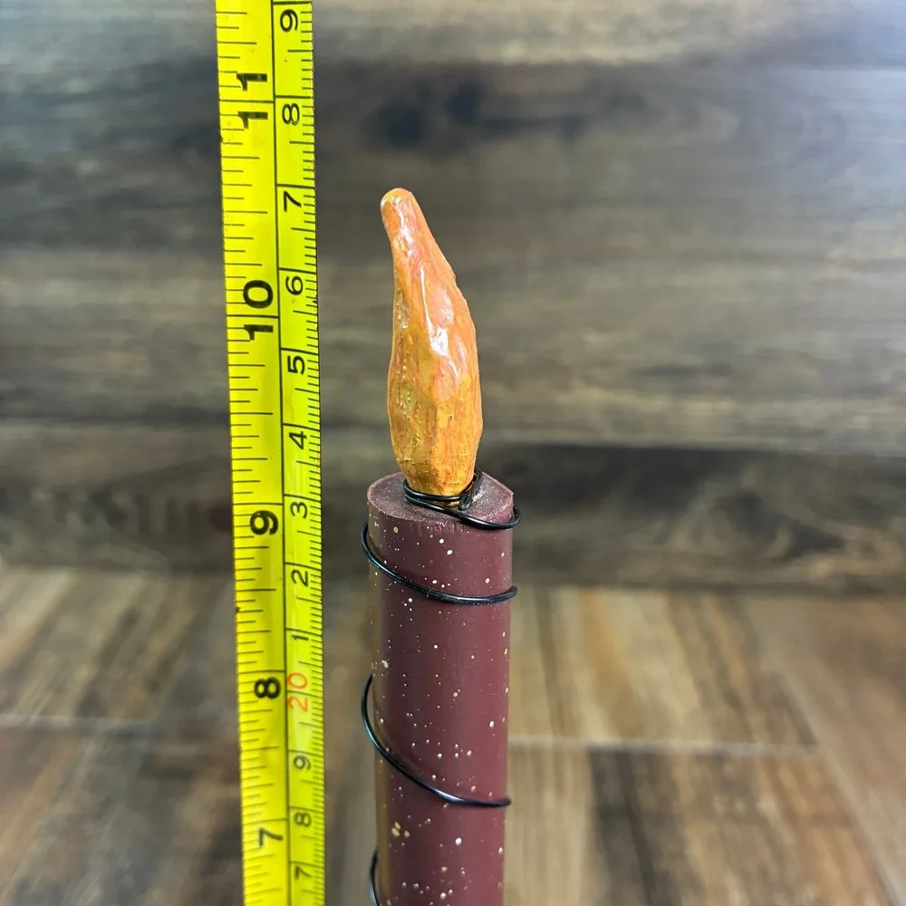 Primitive Wooden Candle Set 3 Rustic Heart Star Base Distressed Folk Art Decor